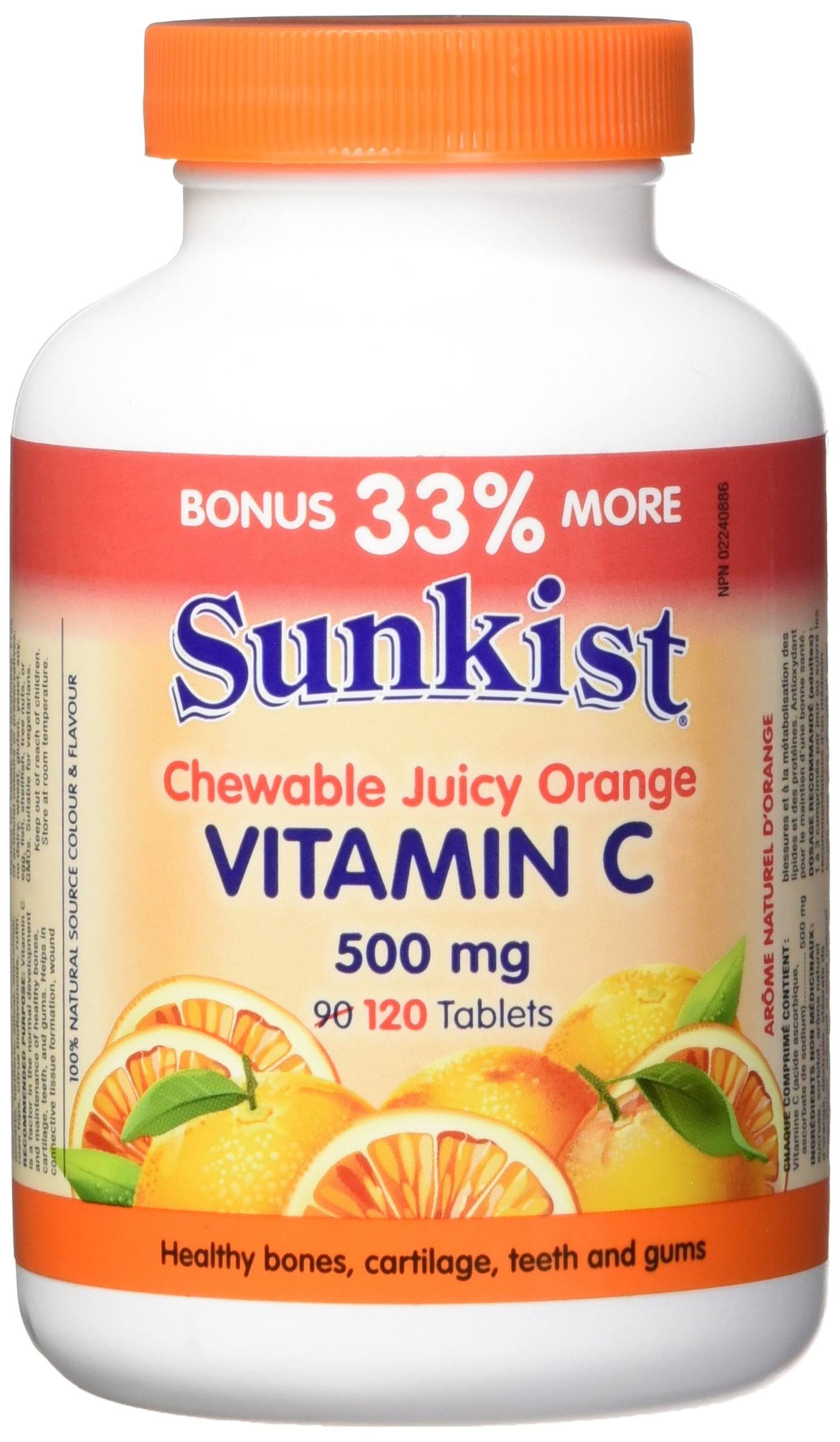 Sunkist Chewable Juicy Orange Supplements - 120ct