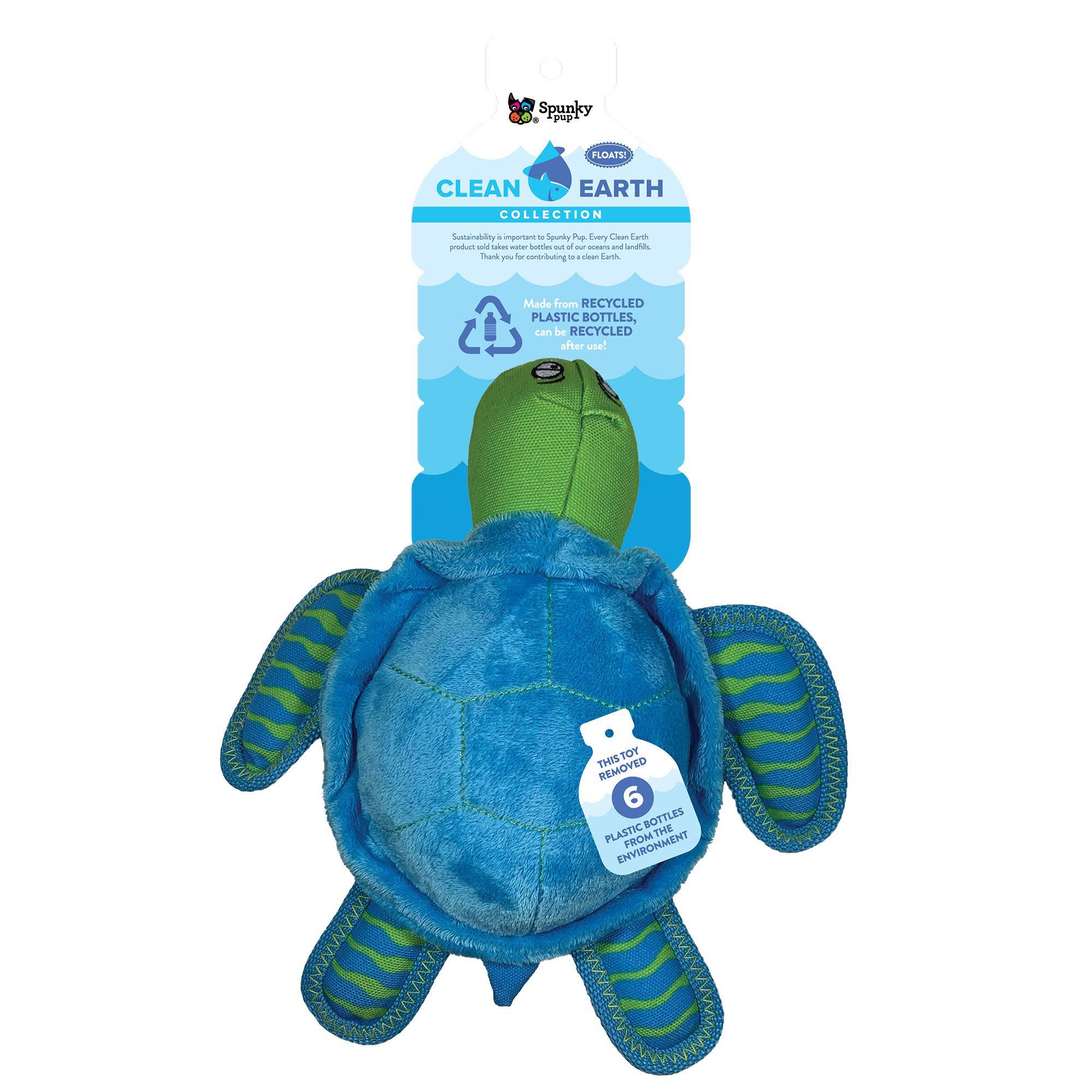 Spunky Pup Clean Earth Plush Dog Toy - Turtle - Large
