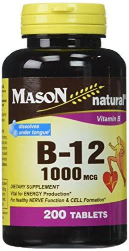 Mason Natural Vitamin B-12 1000mcg Supplement - 200 Tablets