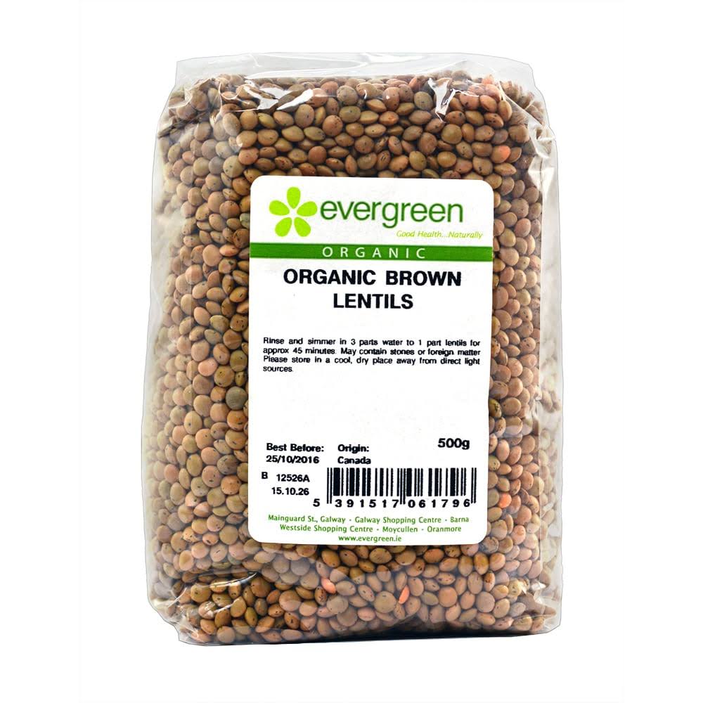 Evergreen Healthfoods Organic Brown Lentils - 500g