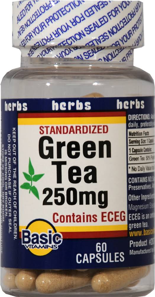 Basic Green Tea Capsules 250mg 60 Count