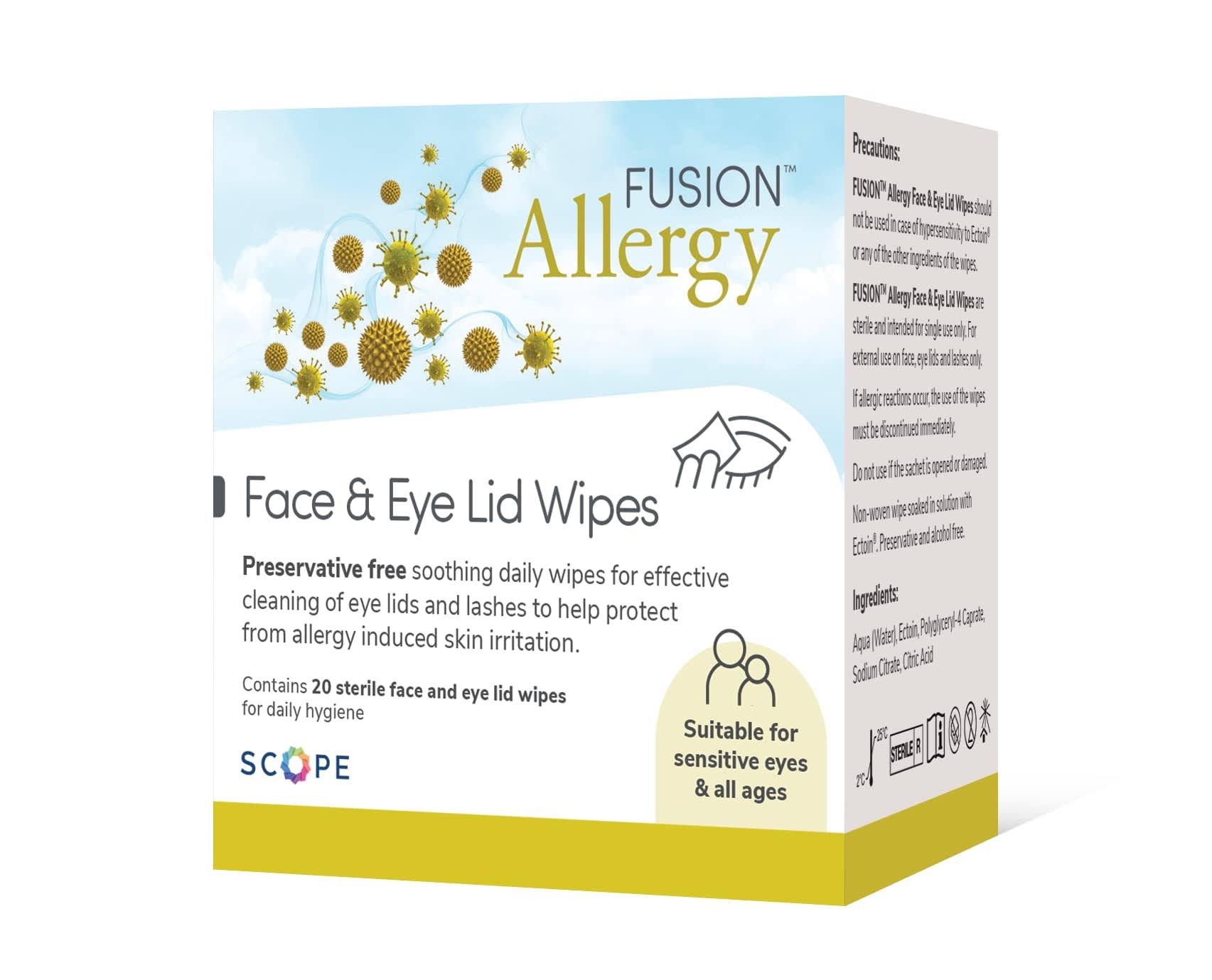 Fusion Allergy Face & Eye Lid Wipes - 20wipes