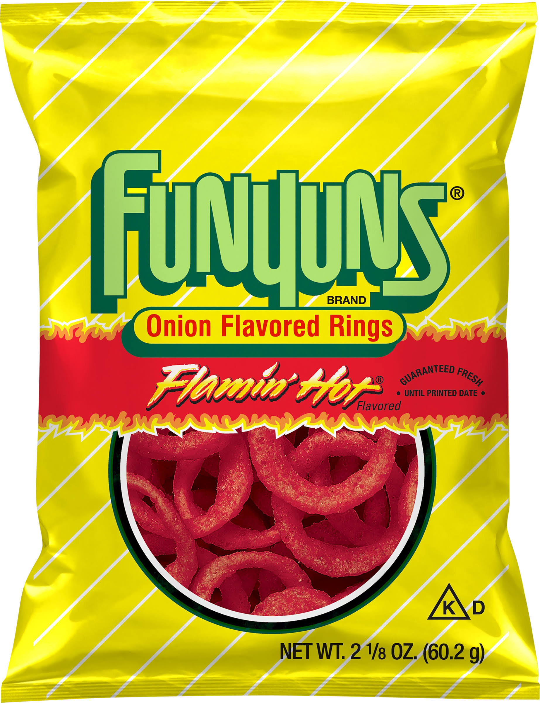 Frito Lay, Funyuns Onion Flavored Rings Flamin' Hot Flavored, 2.1 Ounce
