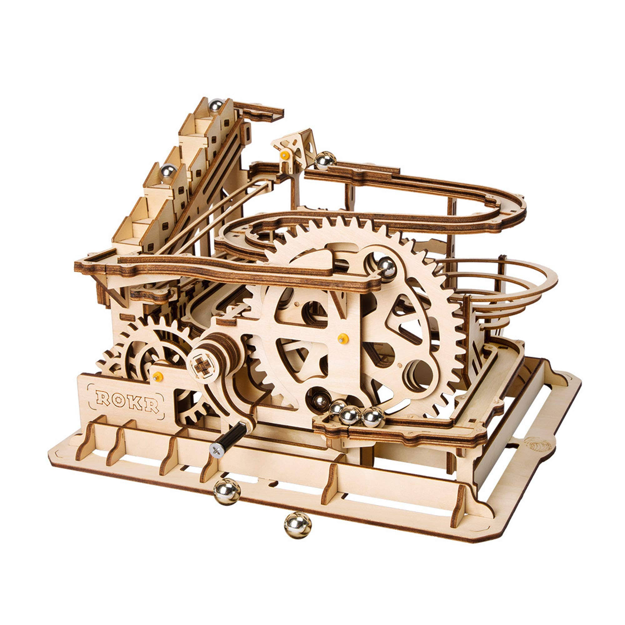 DIY 3D Wooden Mechanical Moving Gears Model Kit Marble Parkour