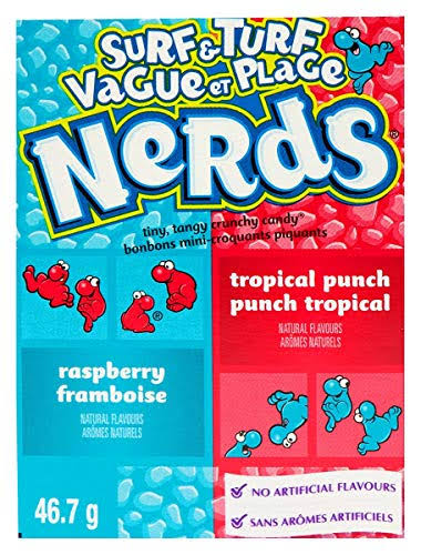 Wonka Surf And Turf Nerds Candy - Totally Tropical Punch And Road Rash Raspberry, 46.7g