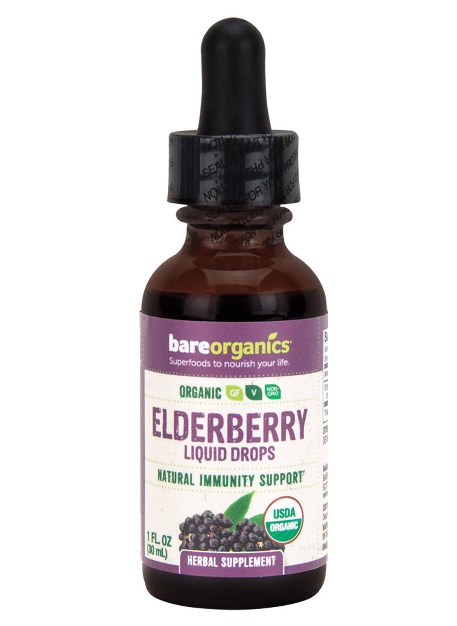 BareOrganics Elderberry Fruit Liquid Drops (Organic)