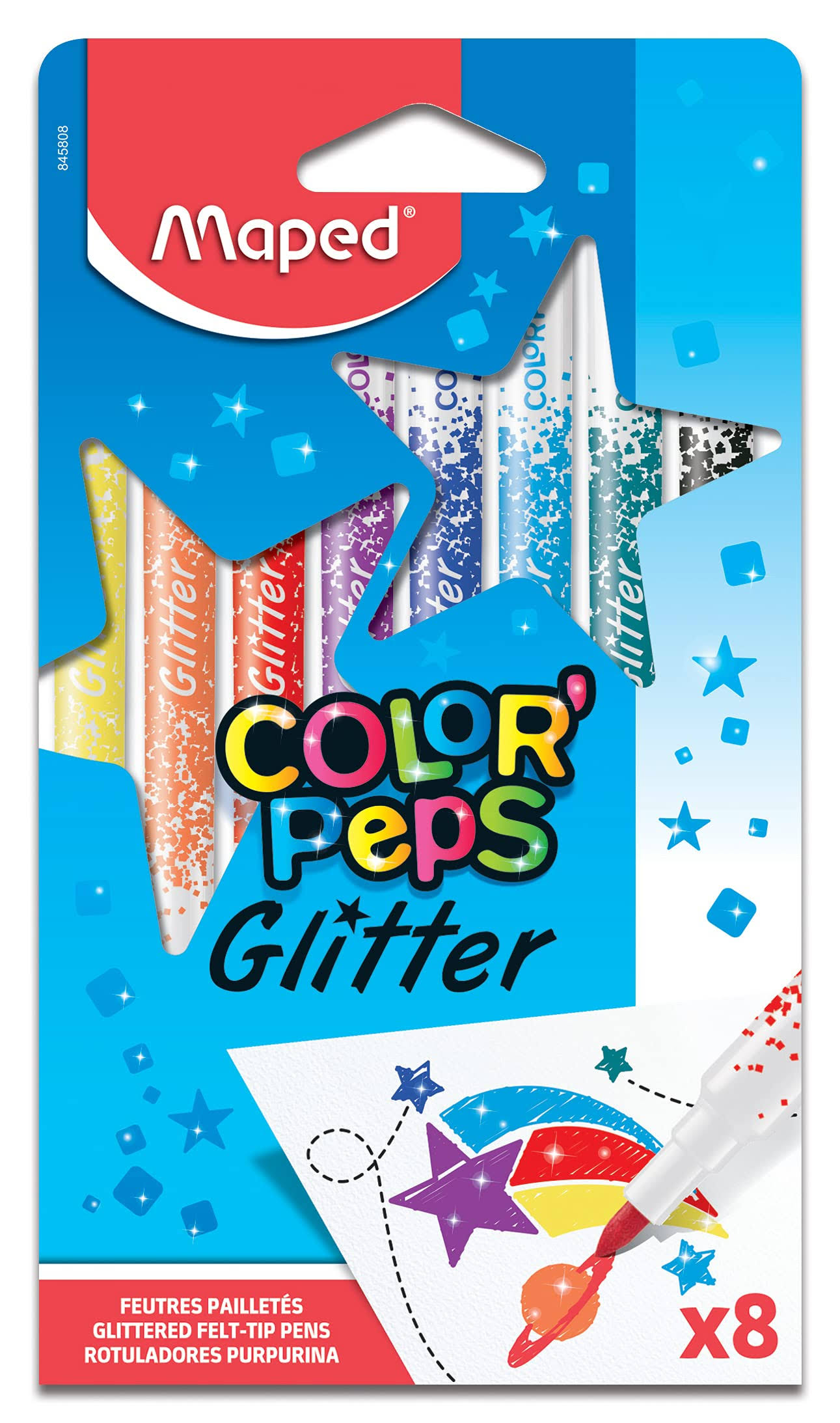 Maped Color'Peps Glitter Felt Tip Pens (Pack of 8)