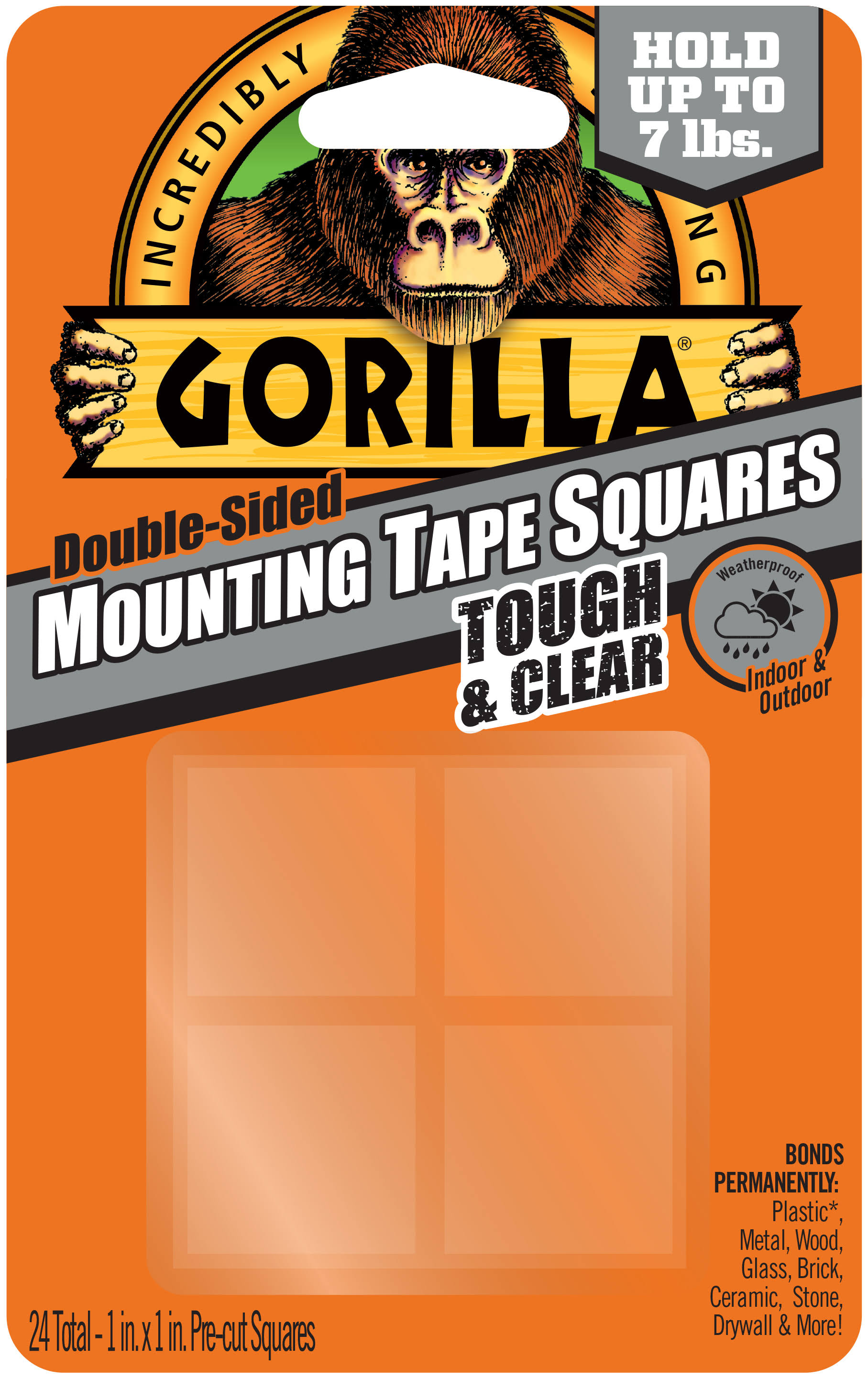 Gorilla Double-Sided Mounting Tape Squares 1"X1" 24/Pkg-Clear