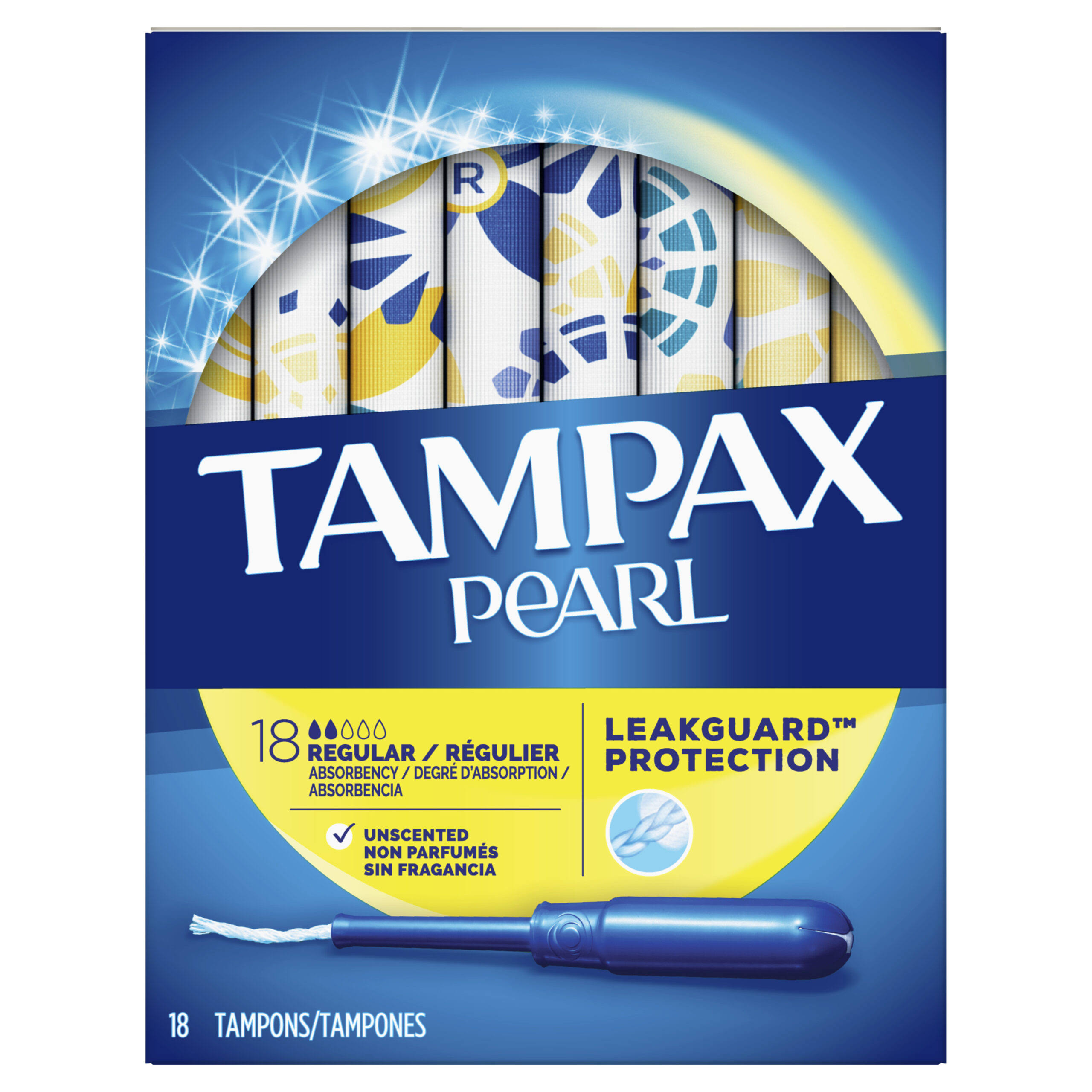 Tampax Pearl Plastic Unscented Tampons - Regular Absorbency, 18ct