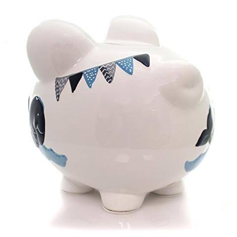 Child to Cherish Ceramic Piggy Bank for Boys, Blue Double Whale