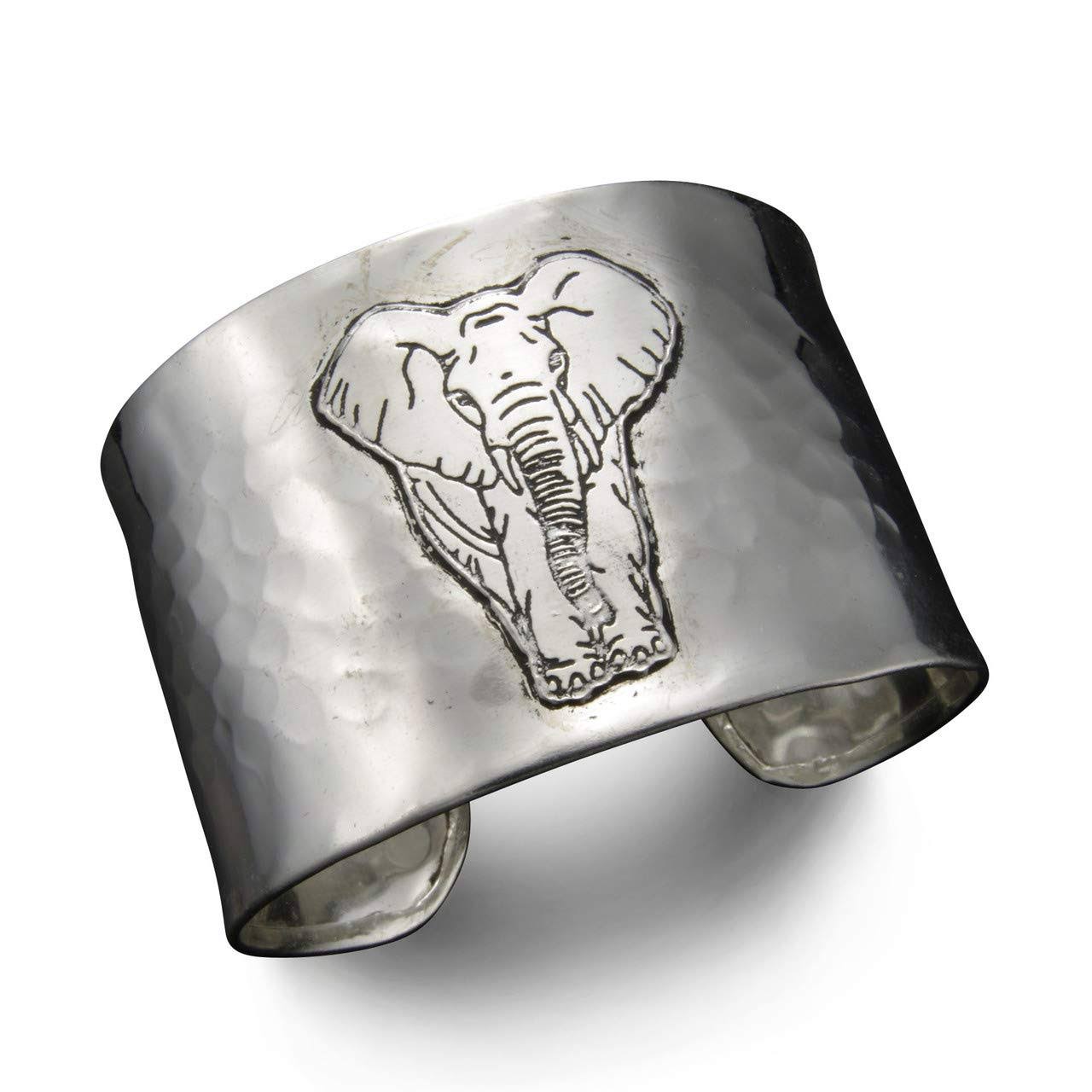 Anju Silver-Plated Elephant Wide Cuff Bracelet