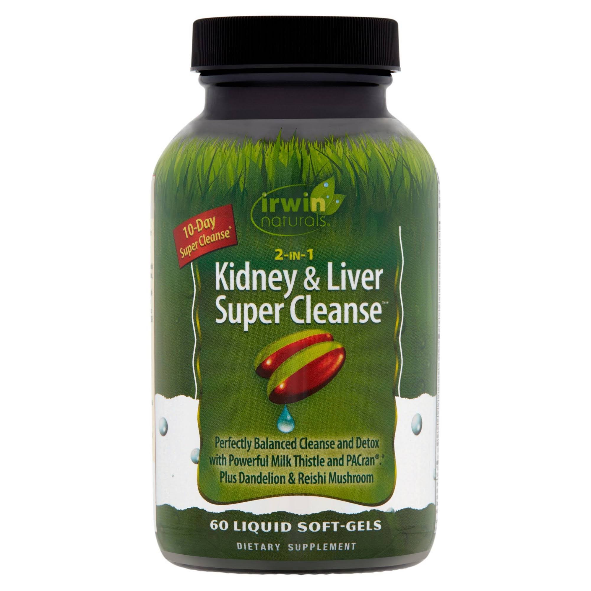 Irwin Naturals 2 in 1 Kidney & Liver Super Cleanse 60 Liquid Soft-Gels