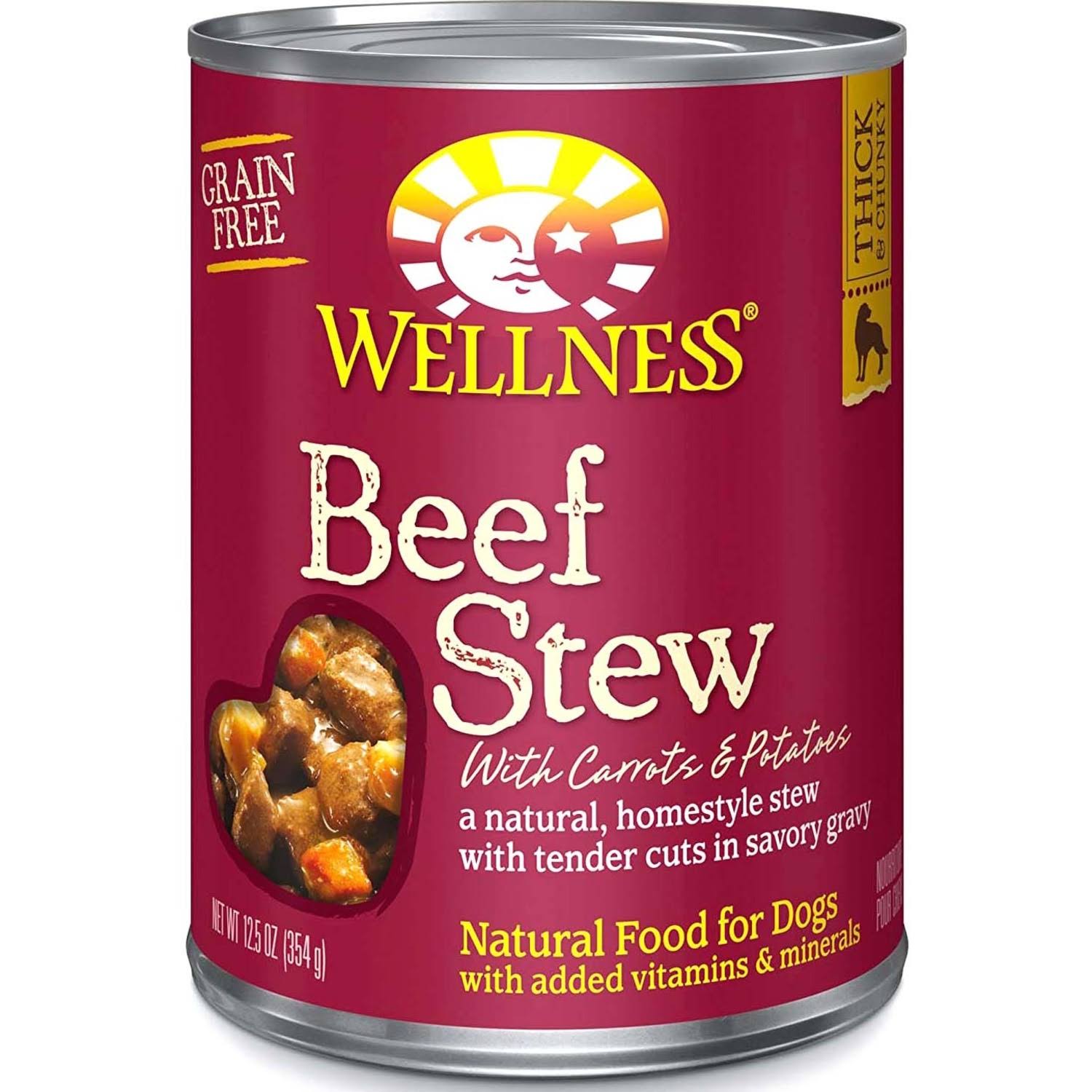 Wellness Natural Grain Free Wet Canned Dog Food - Beef Stew with Carrots & Potatoes, 12.5oz