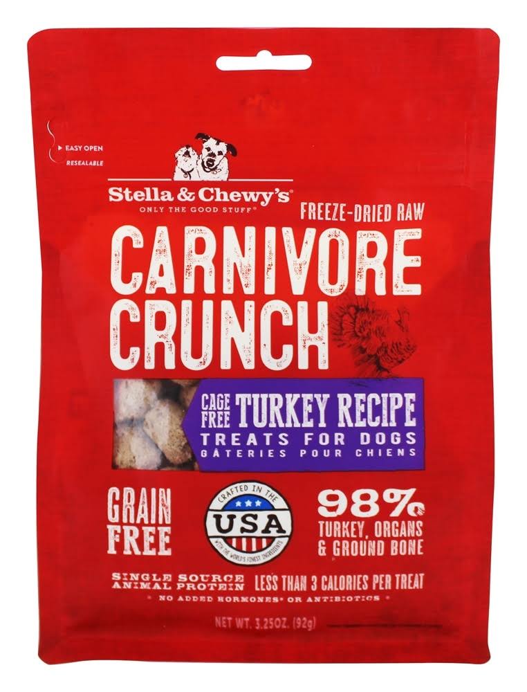 Stella & Chewy's Freeze Dried Raw Carnivore Crunch Treats For Dogs Cage Free Turkey Recipe 3.25 oz.
