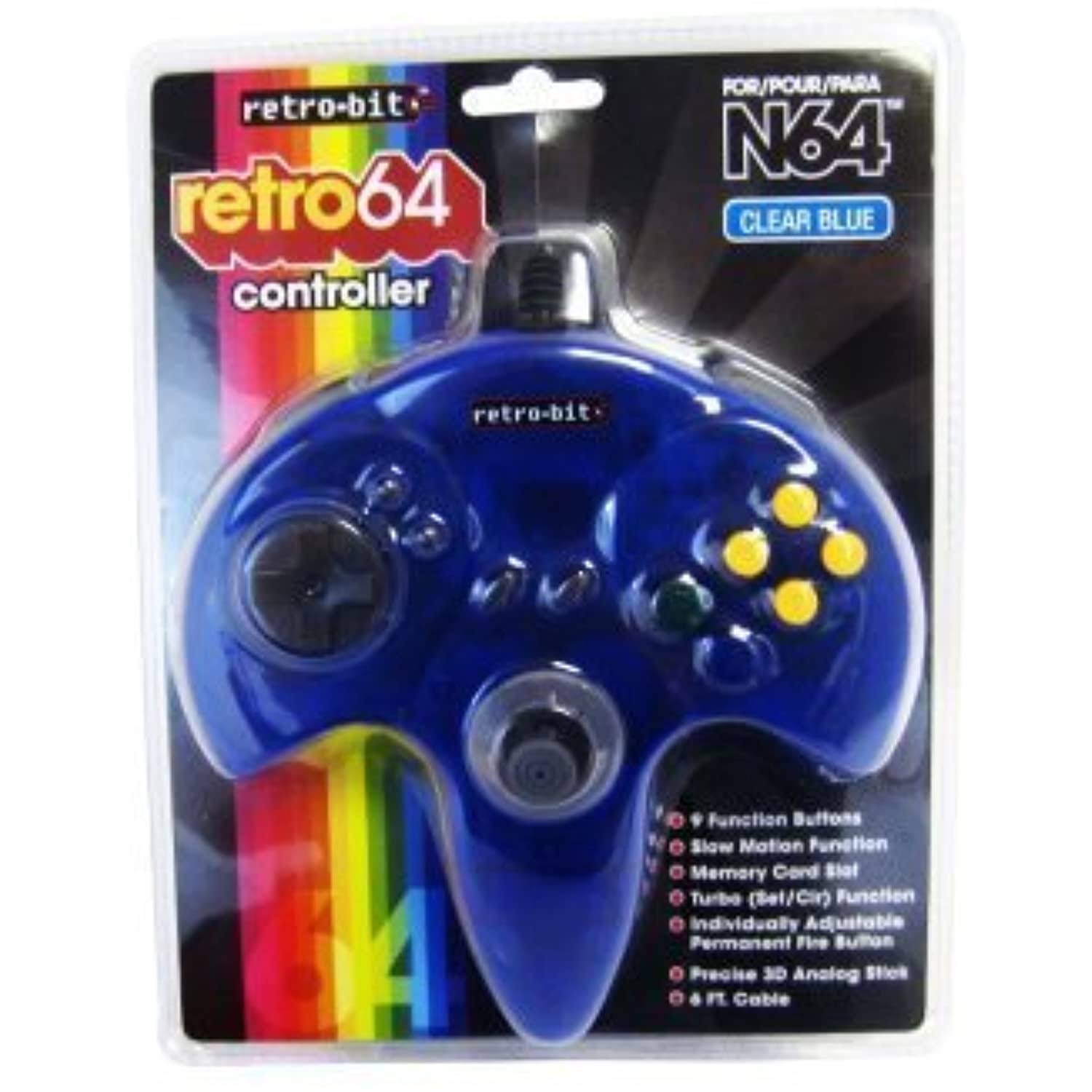 Blue Controller Wired For Nintendo 64 N64 Retro-bit Blue
