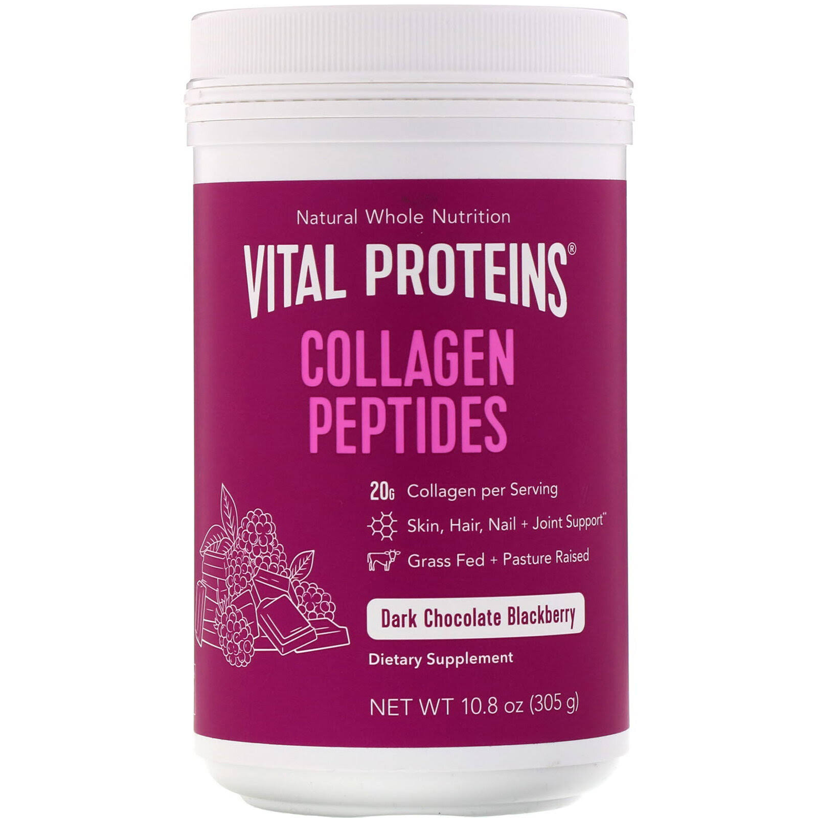 Vital Proteins Collagen Peptides, 10.8 Oz, Dark Chocolate & Blackberry