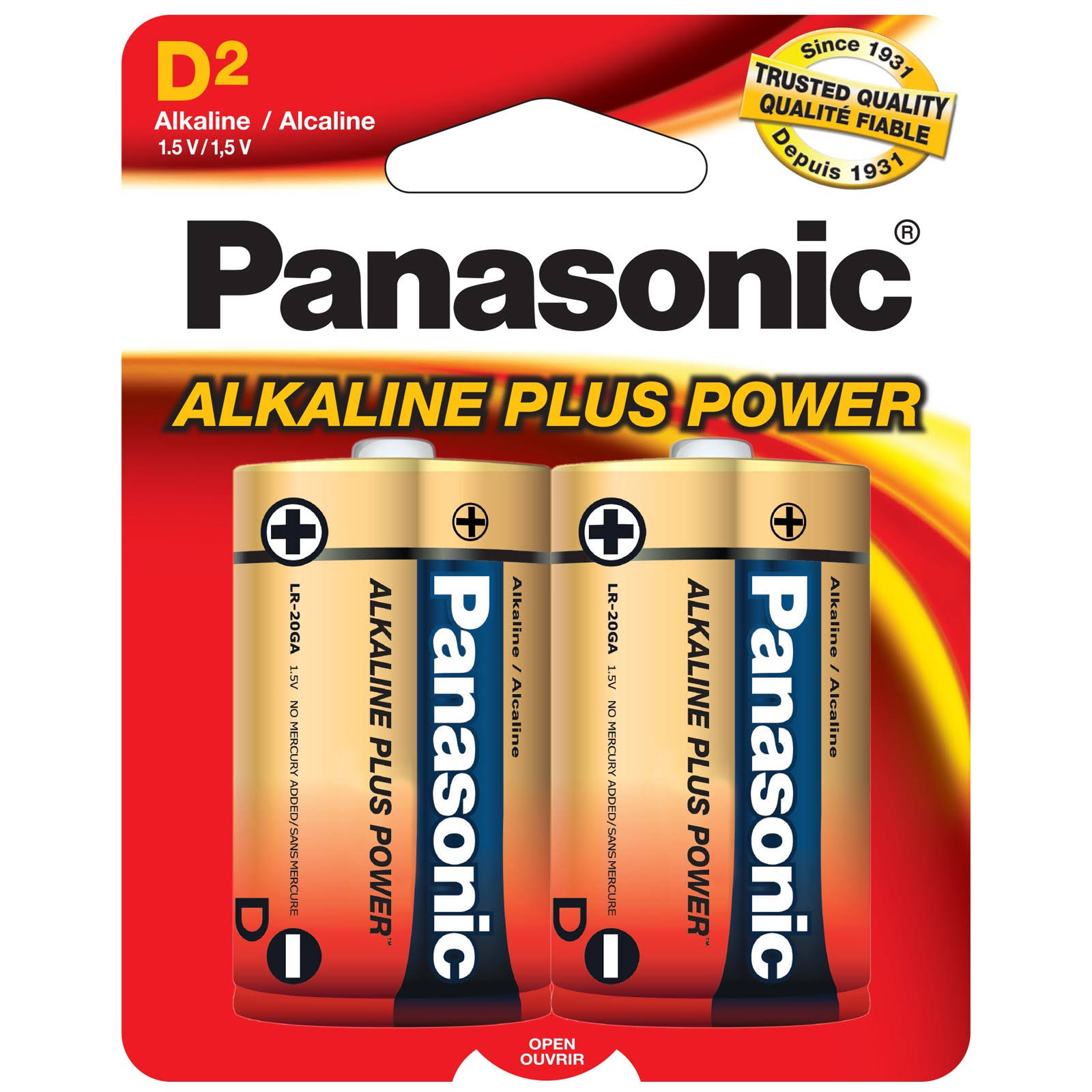 Panasonic D Alkaline Plus AM-1PA Battery - 2 Pack
