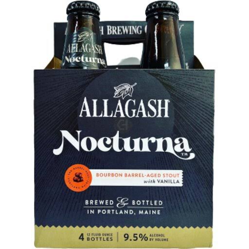 Allagash Nocturna Beer, Bourbon Barrel-Aged Stout, with Vanilla - 4 - 12 fl. oz. bottles