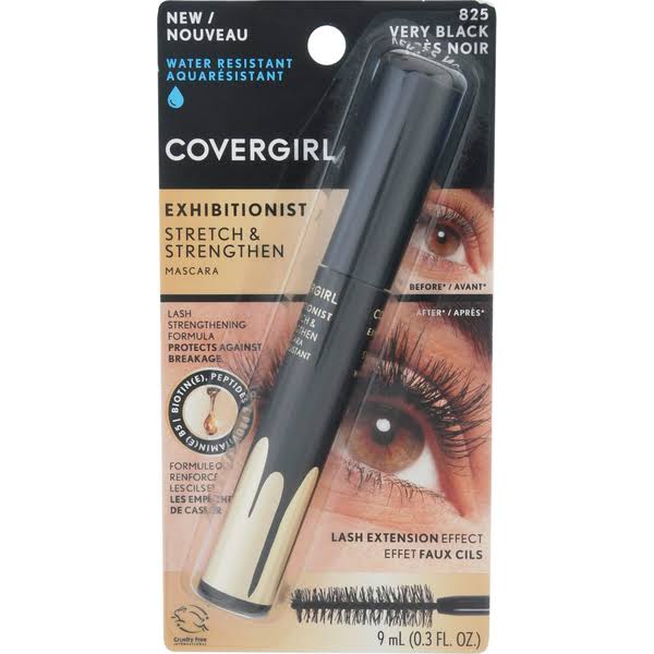 Covergirl Mascara, Water Resistant, Very Black 825 - 9 ml