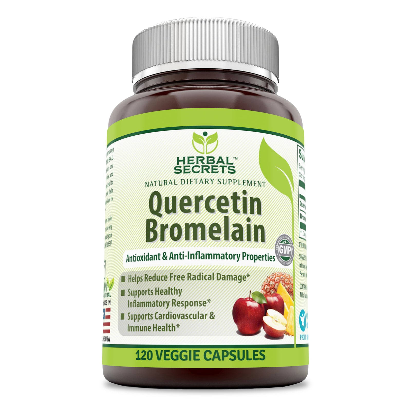 Herbal Secrets Quercetin 800 MG with Bromelain 165 mg, 120 Veggie Caps
