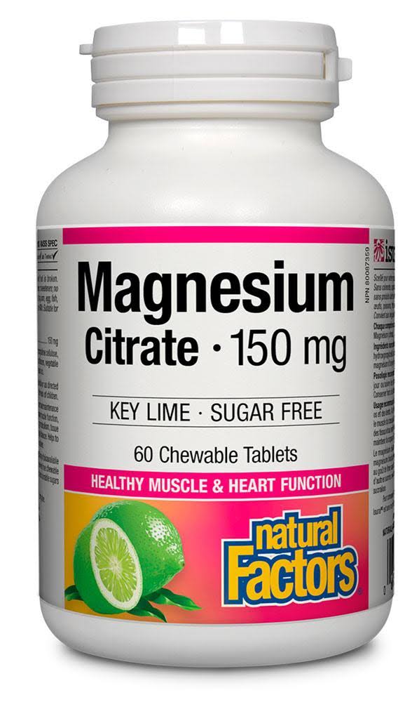 Natural Factors Magnesium Citrate 150mg Key Lime 60 Chewable Tablets