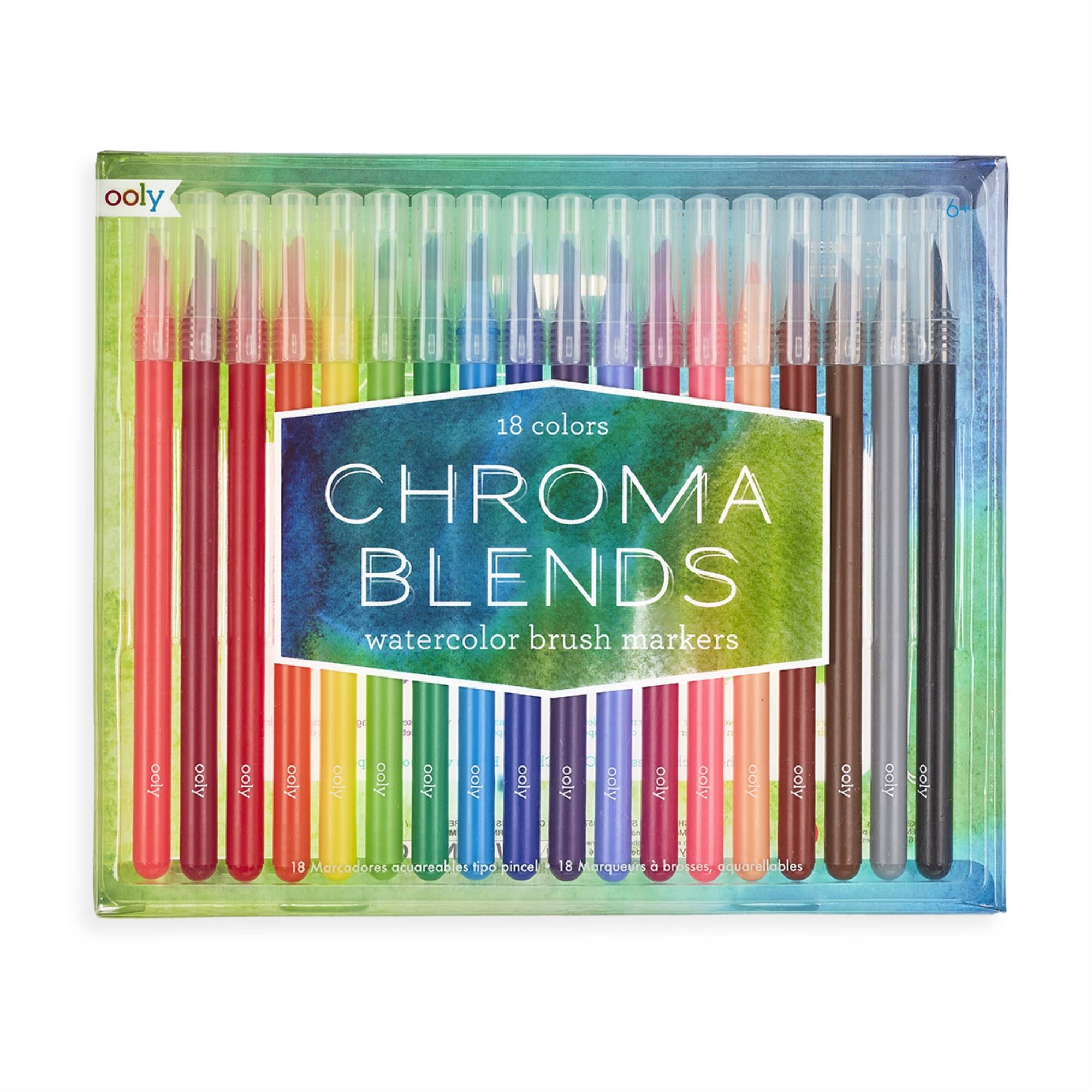 Ooly Chroma Blends Watercolor Brush Markers - Set Of 18