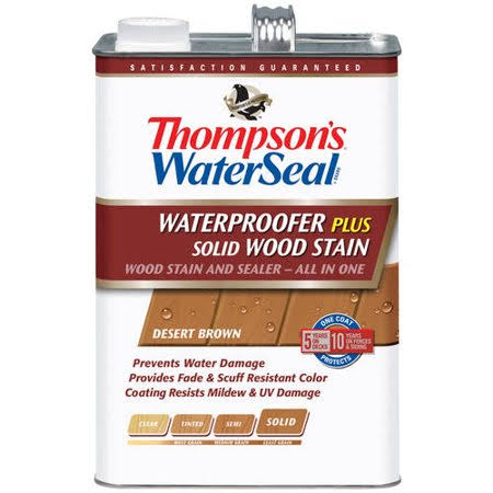Thompson's Waterseal Waterproofing Stain, Solid, 1 gal, Desert Brown