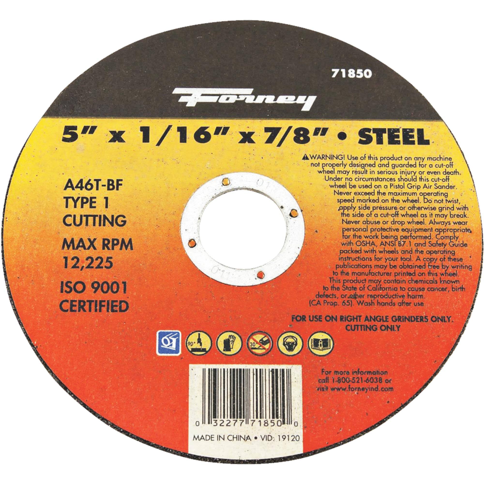 Forney Steel Cut-Off Wheel - 5 x 1/16 x 7/8''