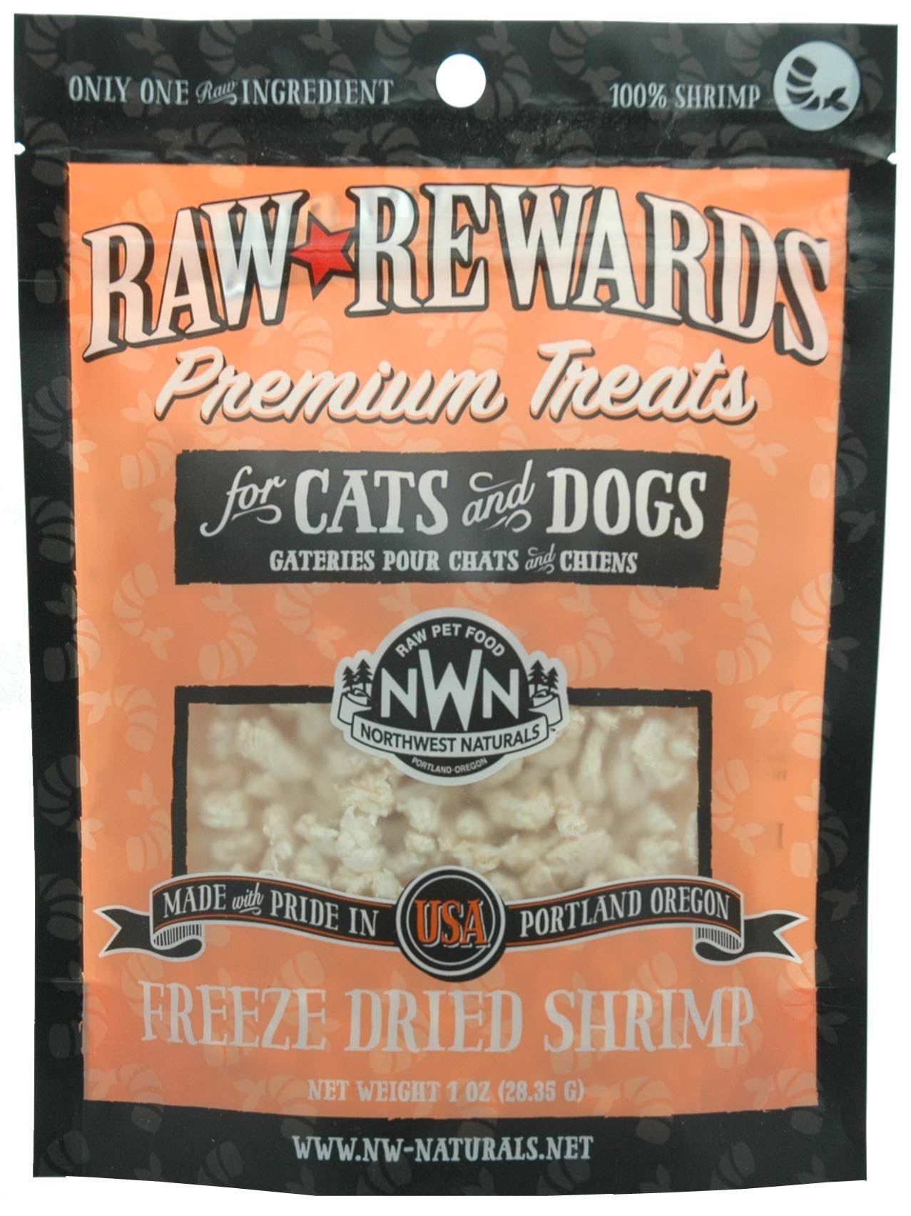 Northwest Naturals Freeze Dried Shrimp Dog Cat Treats, 1 oz