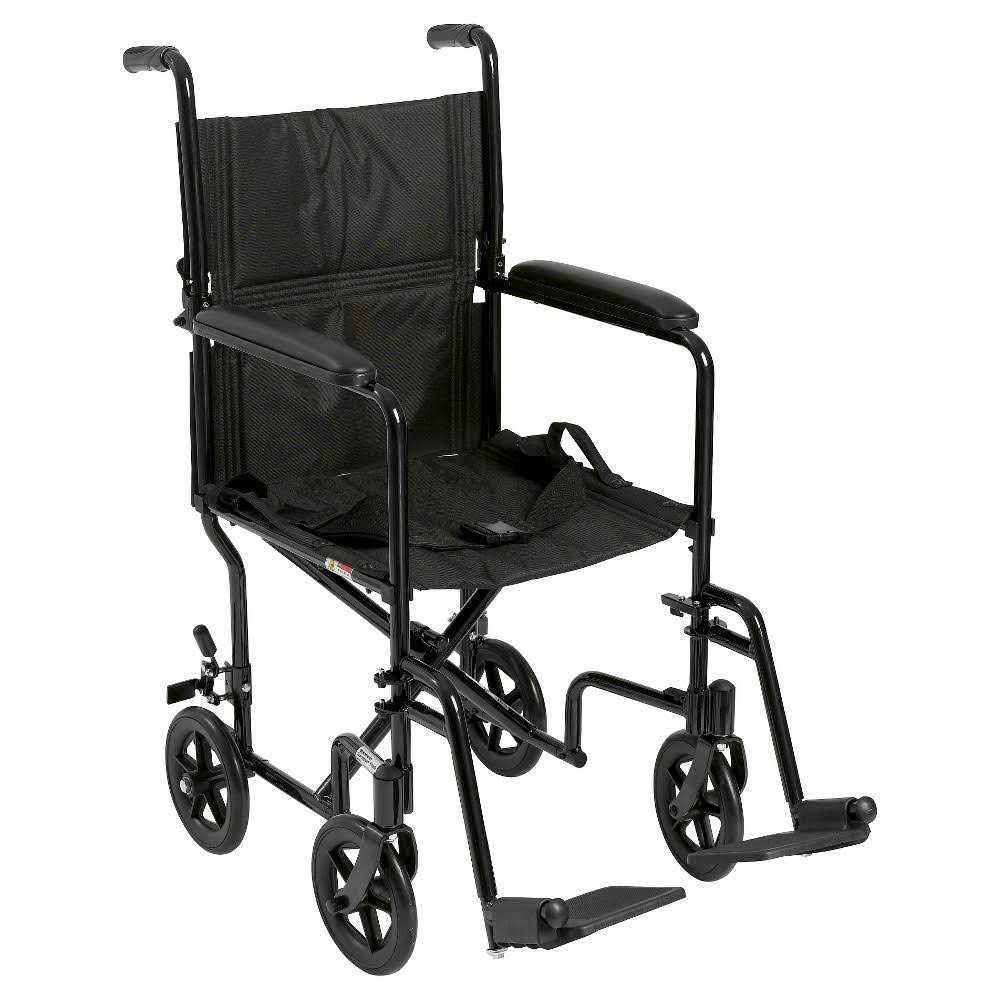 Drive Medical Lightweight Transport Wheelchair - Black, 17"