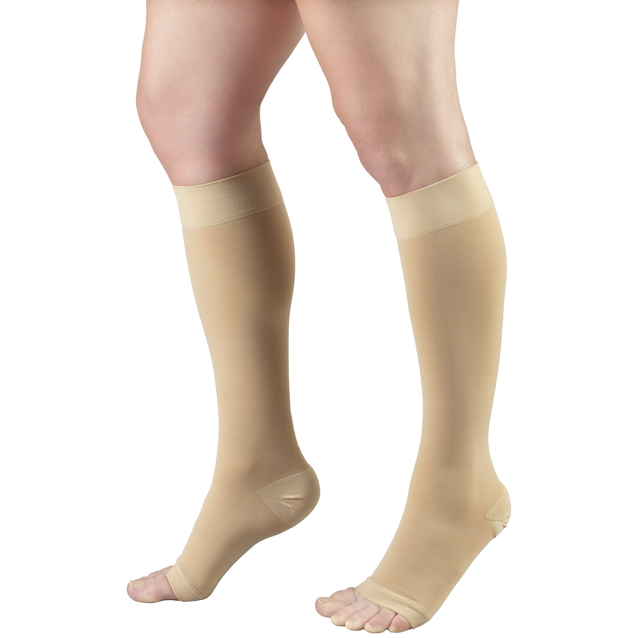 Truform Open Toe Knee High Compression Stockings - Beige, Large, Short Length, 20 to 30mmHg
