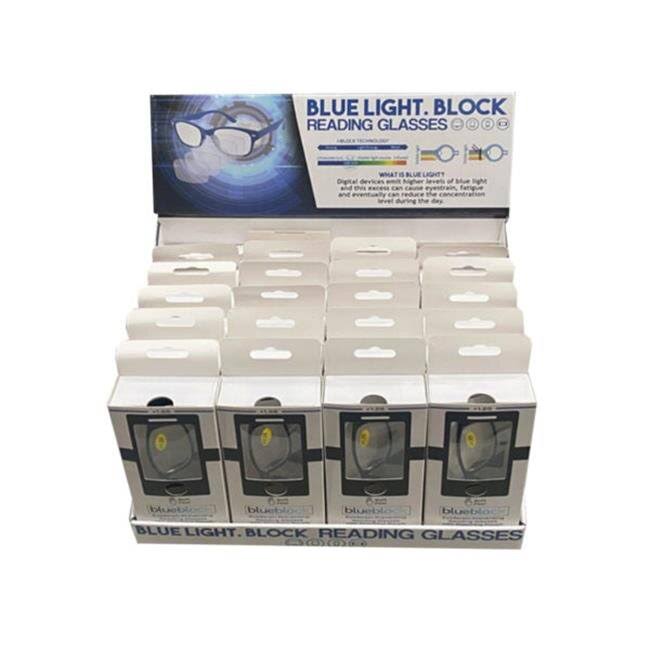 Kole Imports GR341-24 Blue Light Block Reading Glasses in Display, Pack of 24