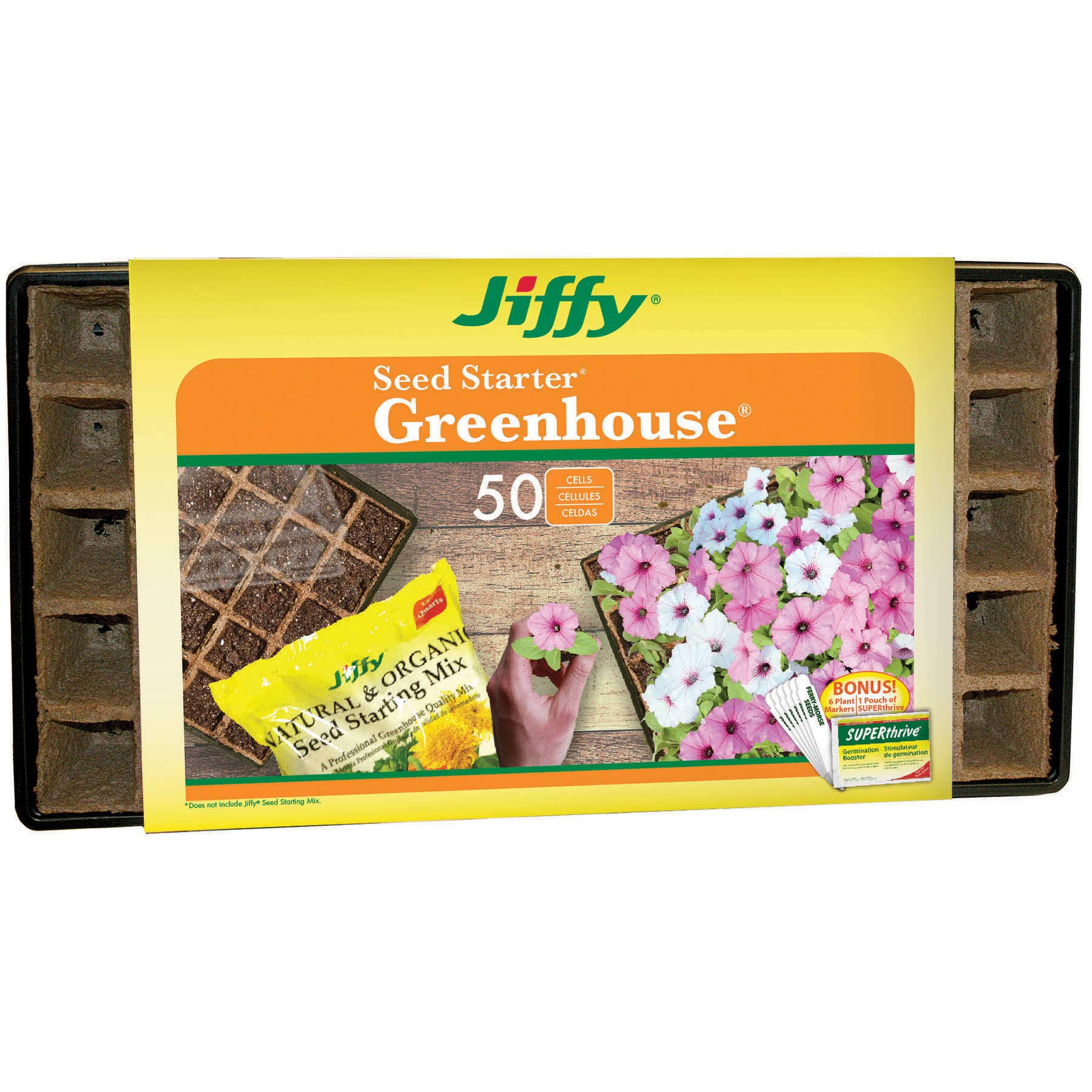 Jiffy 50-Cell Seed Starter Greenhouse Biodegradable Peat Strip