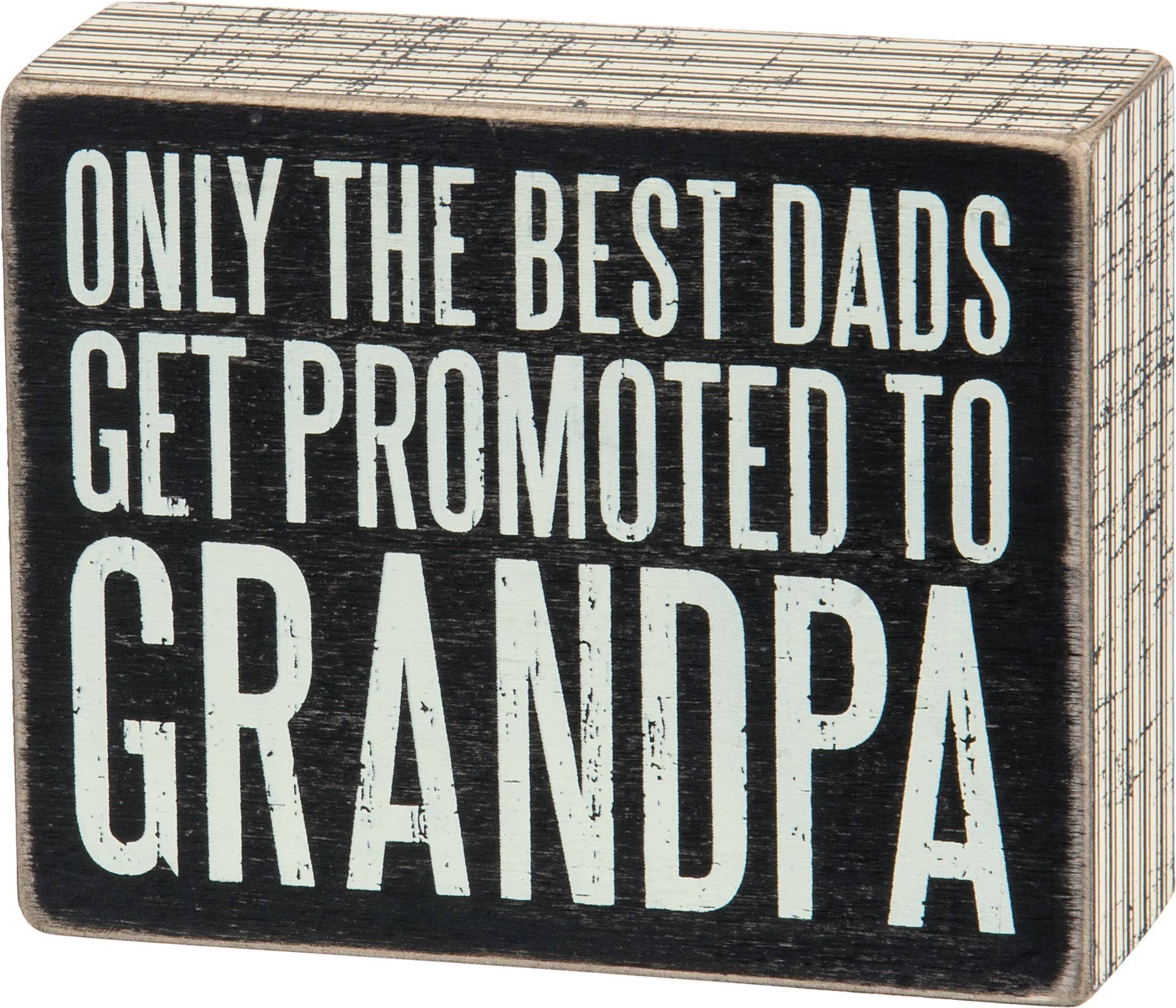 Primitives by Kathy Promoted to Grandpa Classic Box Sign - 5"x4"