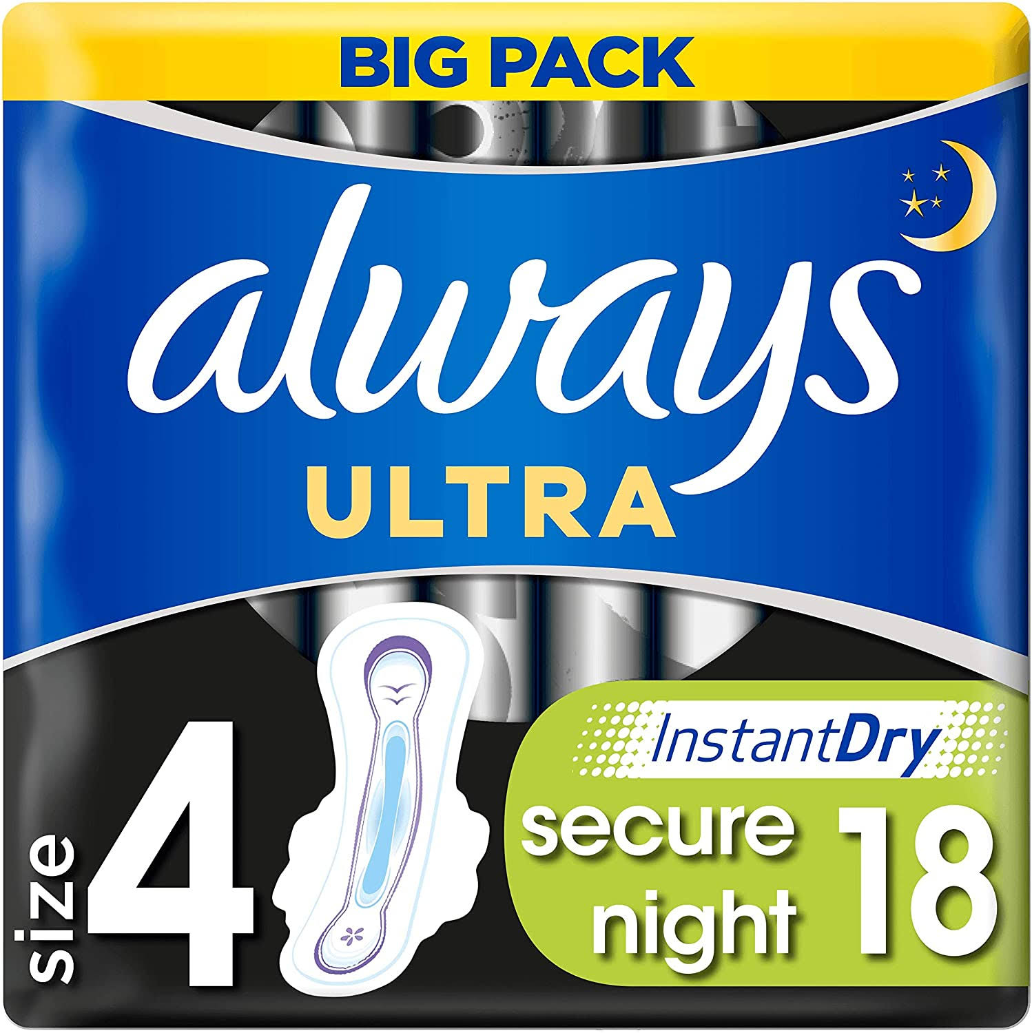 Always Ultra Secure Night Sanitary Towels Wings - 18 Pads
