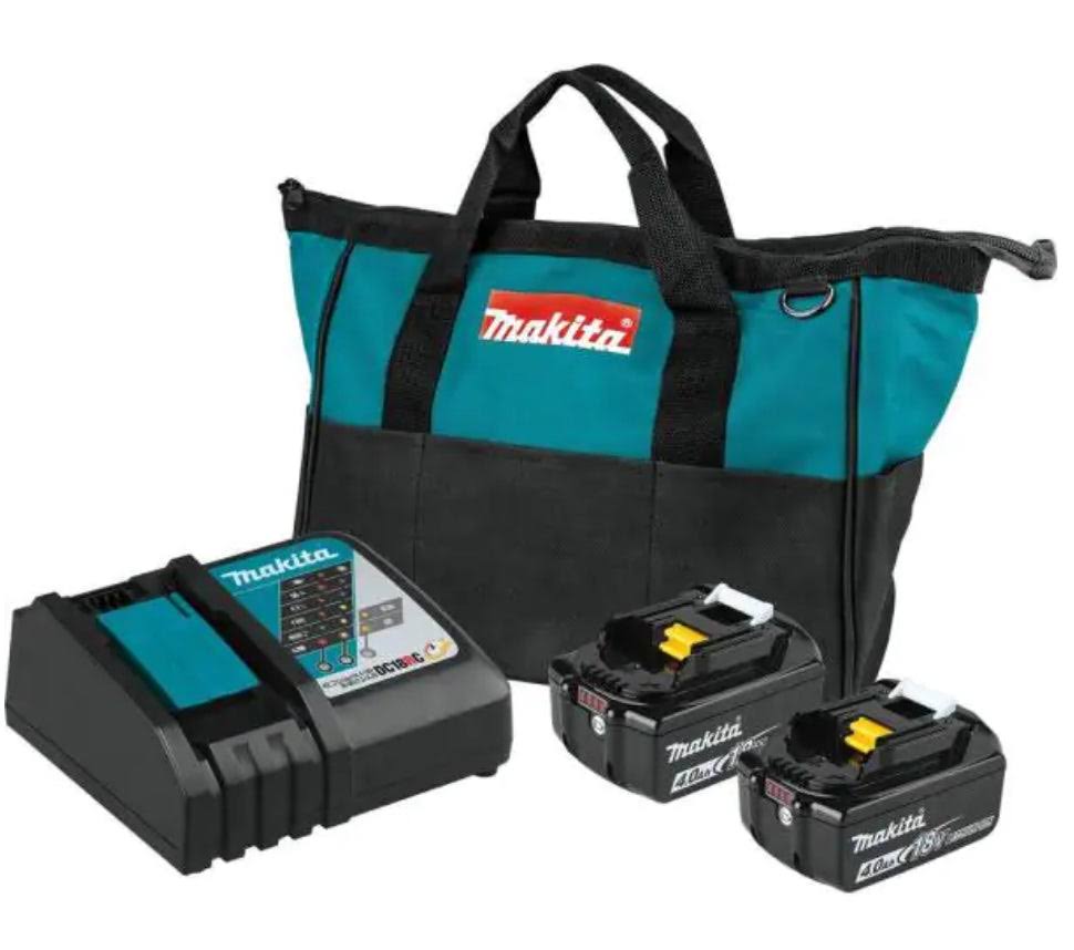Makita 18-Volt LXT Lithium-Ion 4.0 AH Battery and Rapid Optimum Charger Starter Pack