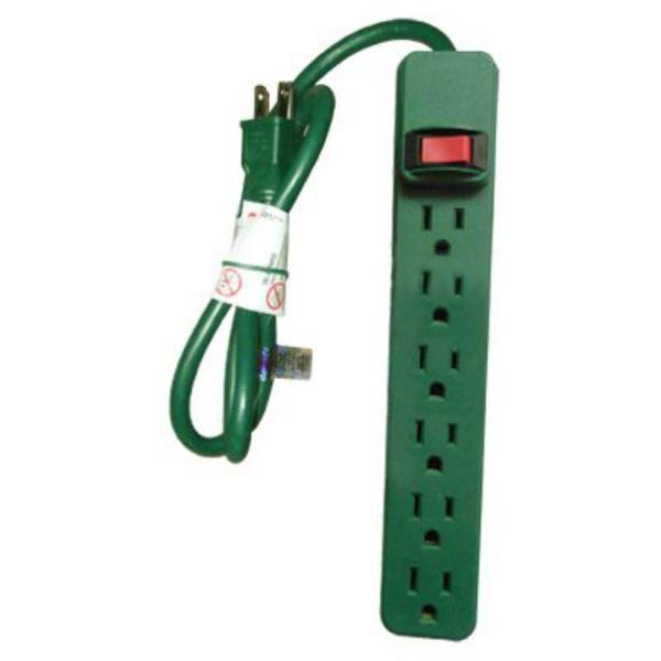 Power Strip, 6-Outlet, Green Ps-669g