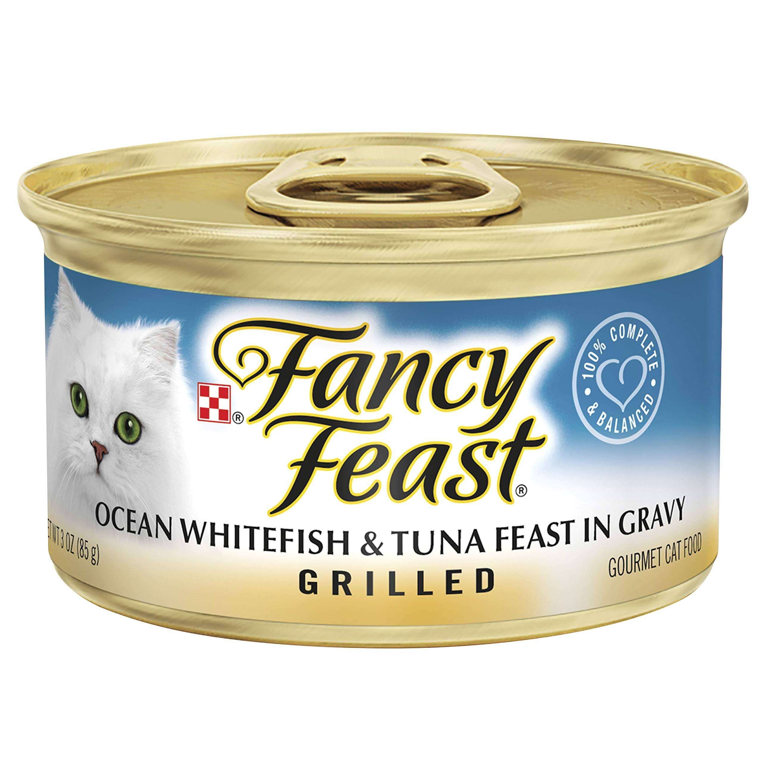 Fancy Feast Grilled Gourmet Cat Food - Ocean Whitefish and Tuna Feast in Gravy, 3oz