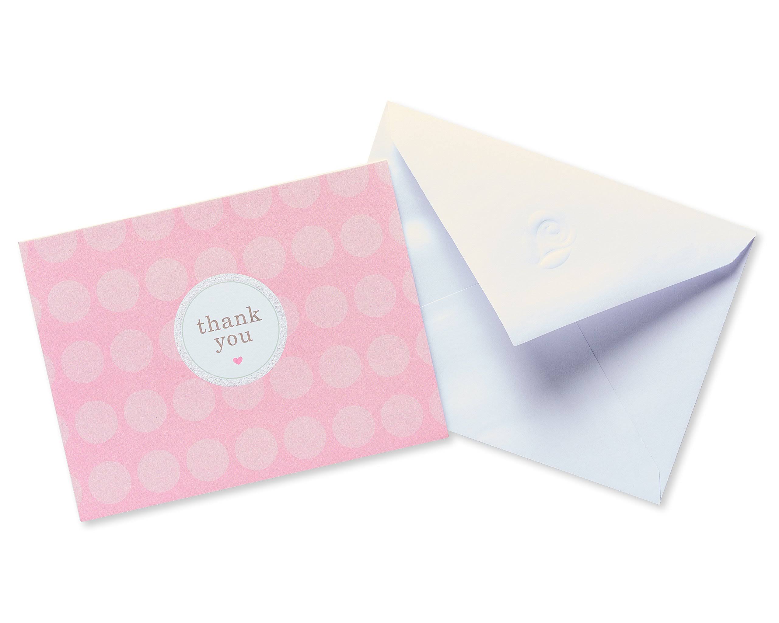 American Greetings Thank You Cards with Envelopes, Pink Dots (20-Count)