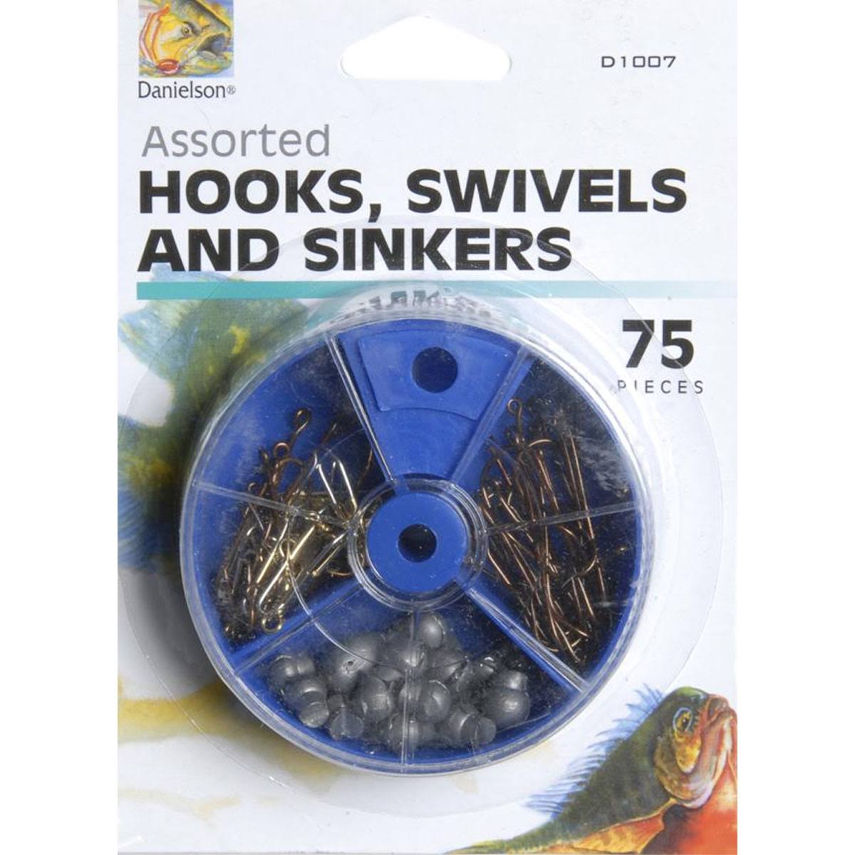 Danielson Hooks Swivels and Sinkers Assortment Dial Box - 75pcs
