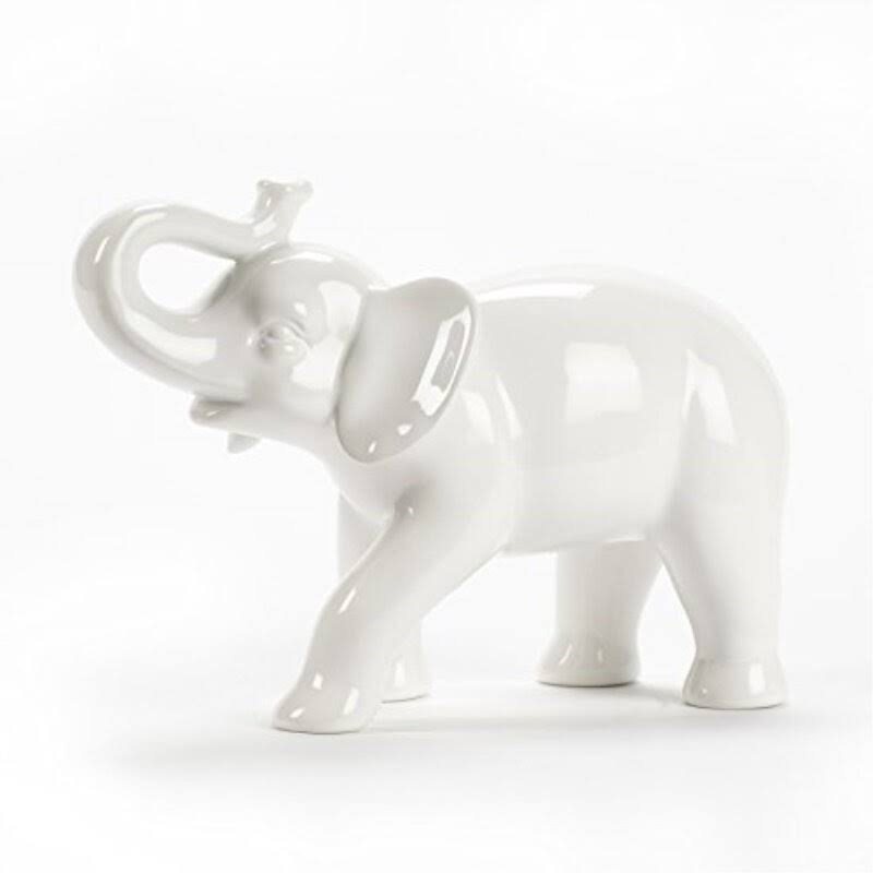 Abbott Collection Ceramic Elephant Figurine, White (Large)