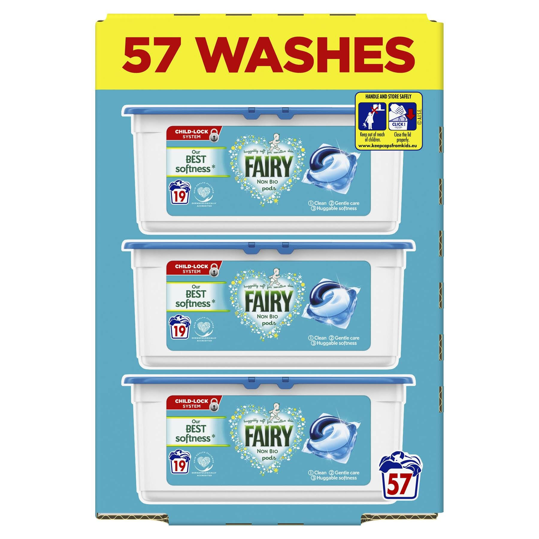 Fairy Non Bio Pods Washing Liquid Capsules for Sensitive Skin XXL Pack 57 Washes