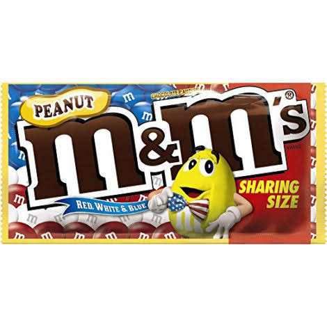 M&M's Chocolate Candies, Peanut, Red, White & Blue Mix, Share Size - 3.27 oz