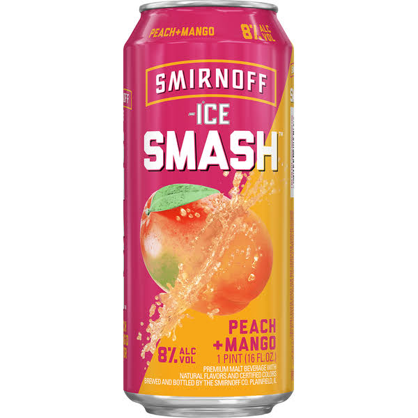 Smirnoff Ice Smash Beer, Peach + Mango - 1 pint