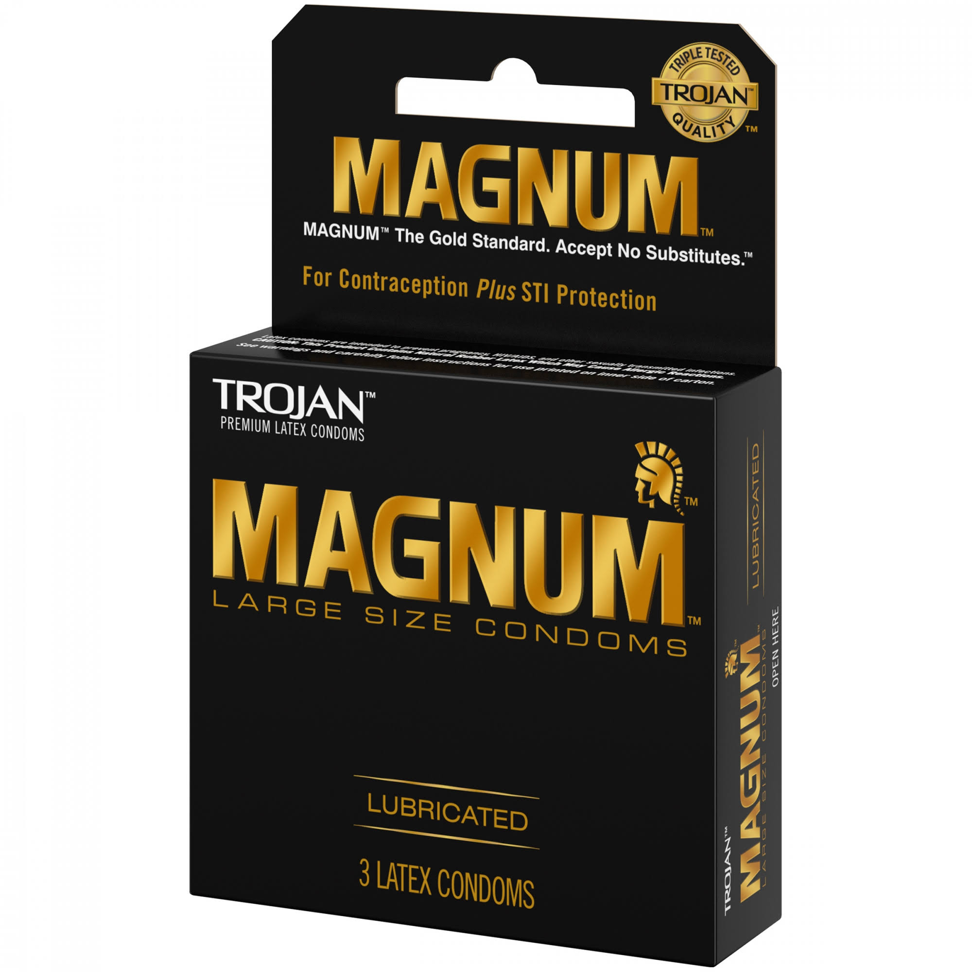 Trojan Magnum Lubricated Premium Latex Condoms - Large Size, 3 Pack