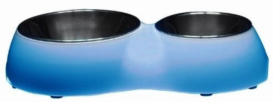 Hagen Dogit Double Diner Dog Bowl - Blue