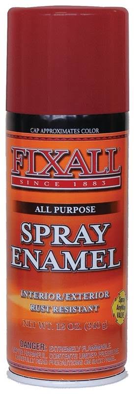 FixALL F1304 Enamel Spray Paint, Bright Red, 12 oz, Aerosol Can