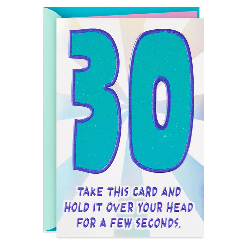 Hallmark Birthday Card, Glittery Numbers Funny 30th Birthday Card