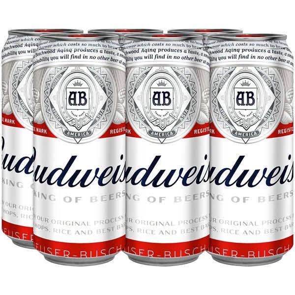 Budweiser Beer - 16 fl oz, 6 pack