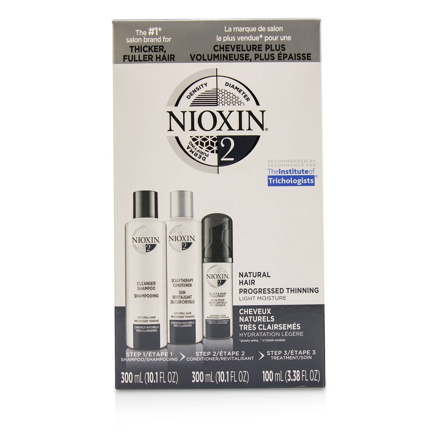 Nioxin 3D Care System Kit 2 - For Natural Hair Progressed Thinning Light Moisture 3pcs
